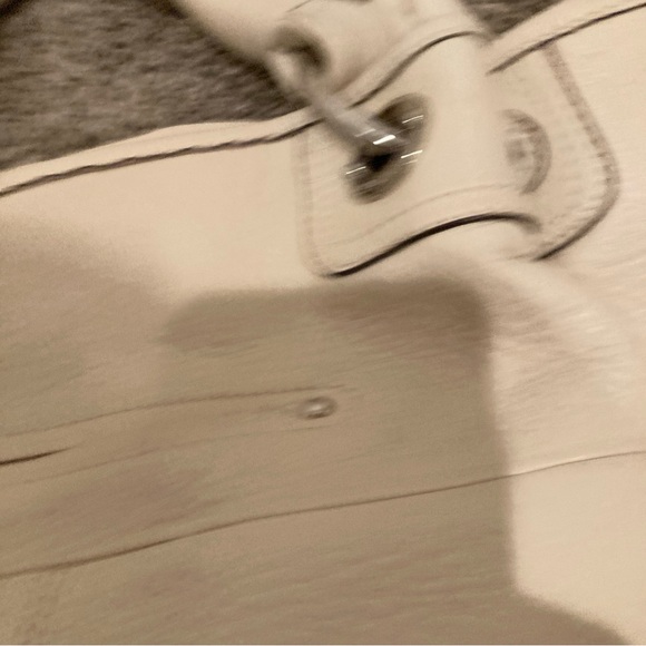 VTG B Makowsky Handbag Pebbled Leather Ivory Hobo Shoulder Bag 14x10” - Picture 6 of 8